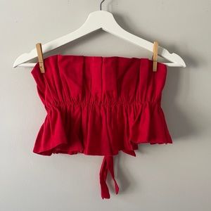 M BOUTIQUE CROPPED STRAPLESS TIE-BACK TOP